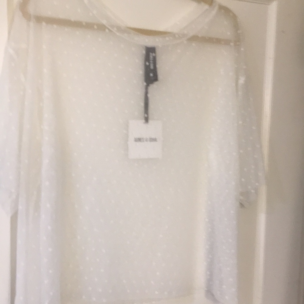 Agnes & Dora mesh tee ivory mini for size large